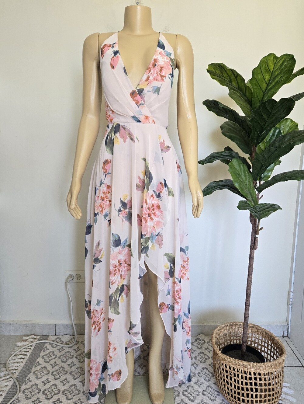 Jenny Yoo Collection "Farrah" Floral Chiffon High-Low Dress Size 10